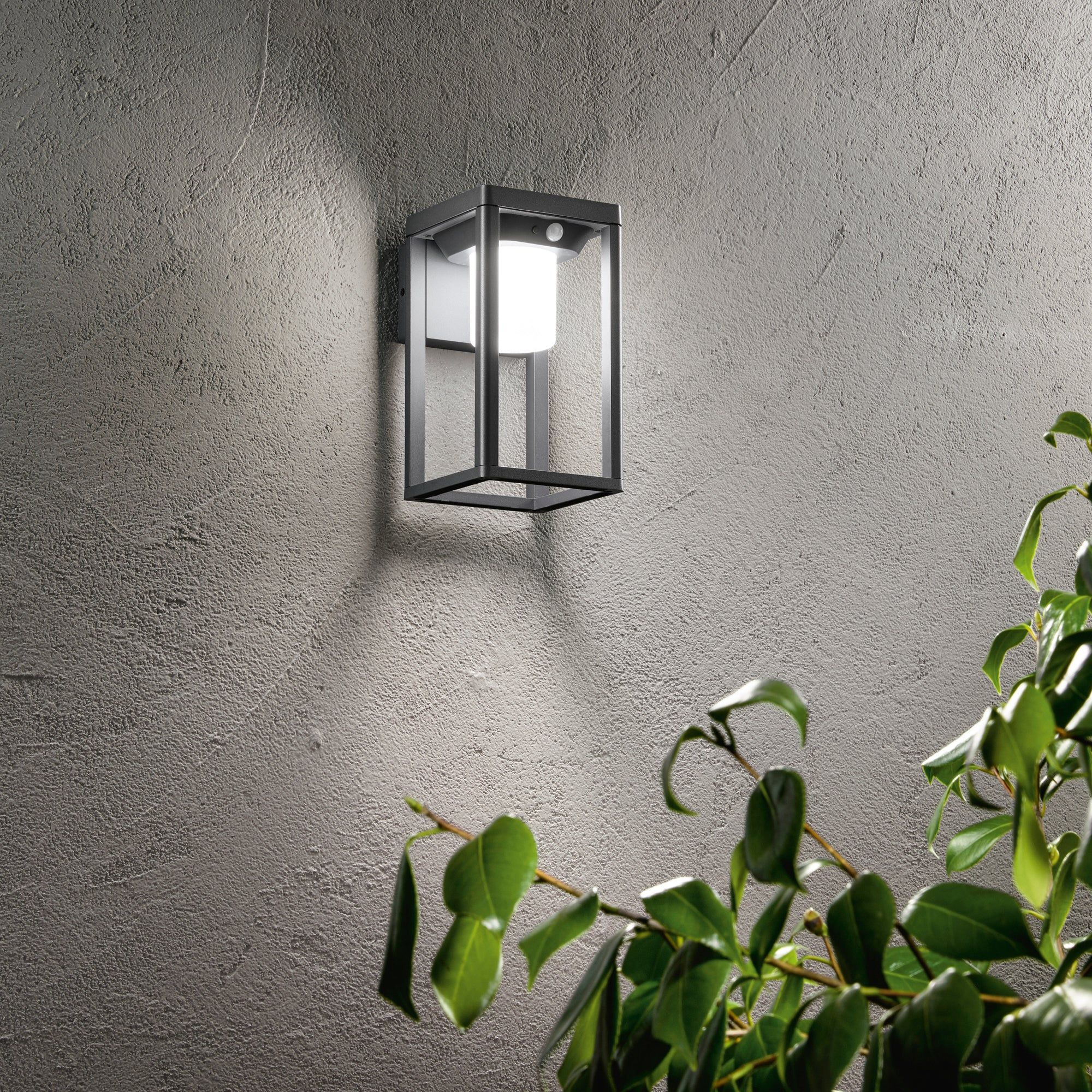 Applique solaire LED KYOTO en aluminium anthracite avec détecteur de mouvement