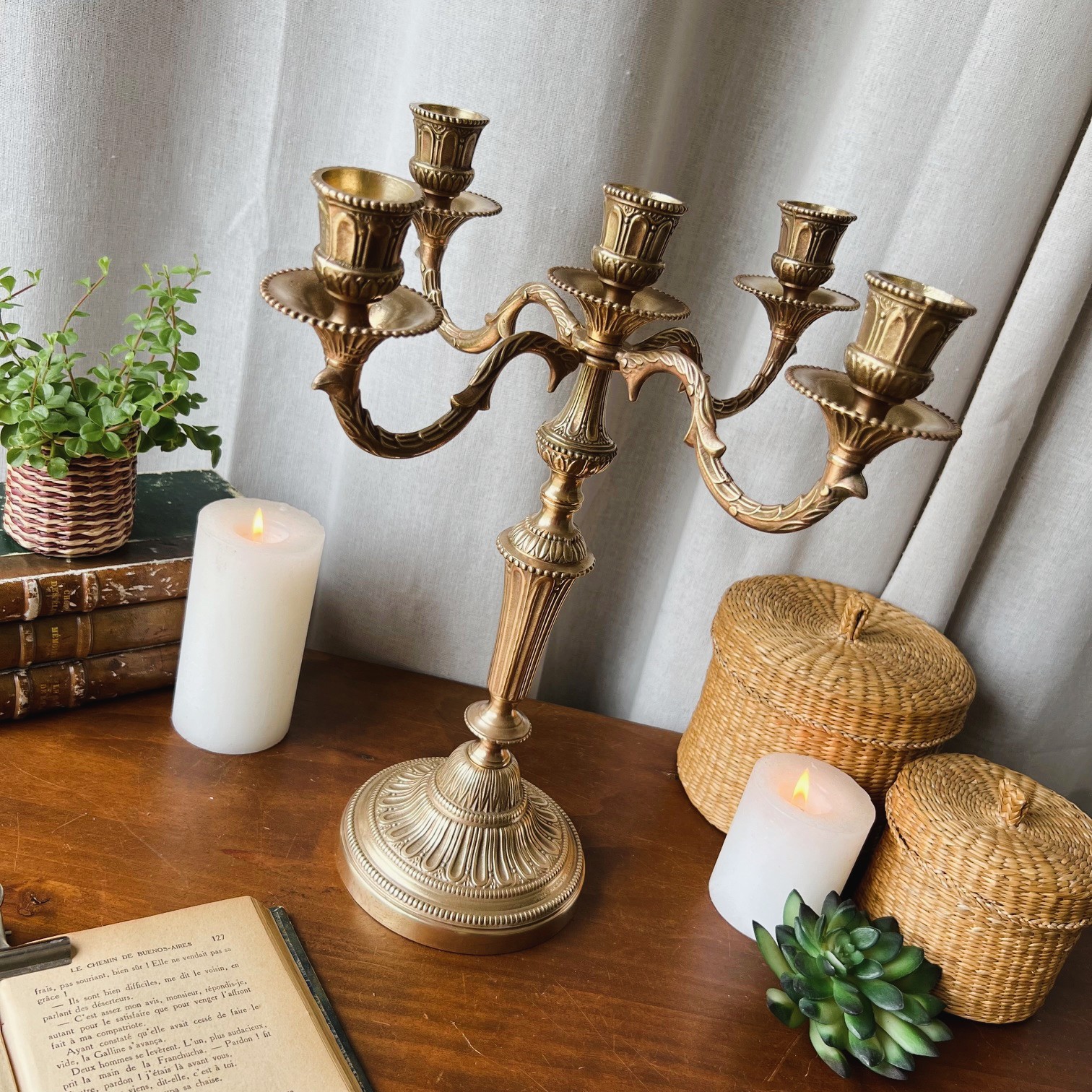 Grand chandelier en laiton 5 feux – Image 3