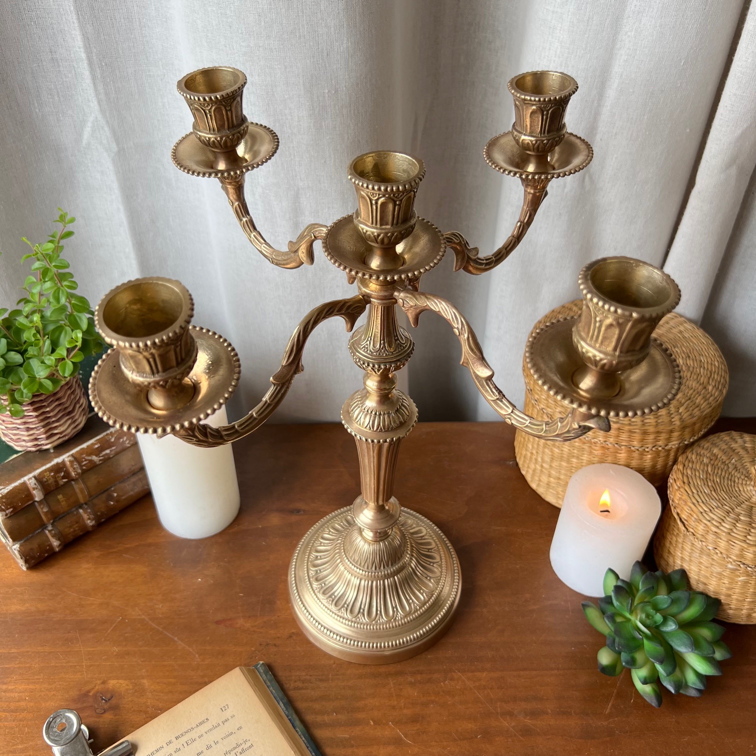 Grand chandelier en laiton 5 feux – Image 4