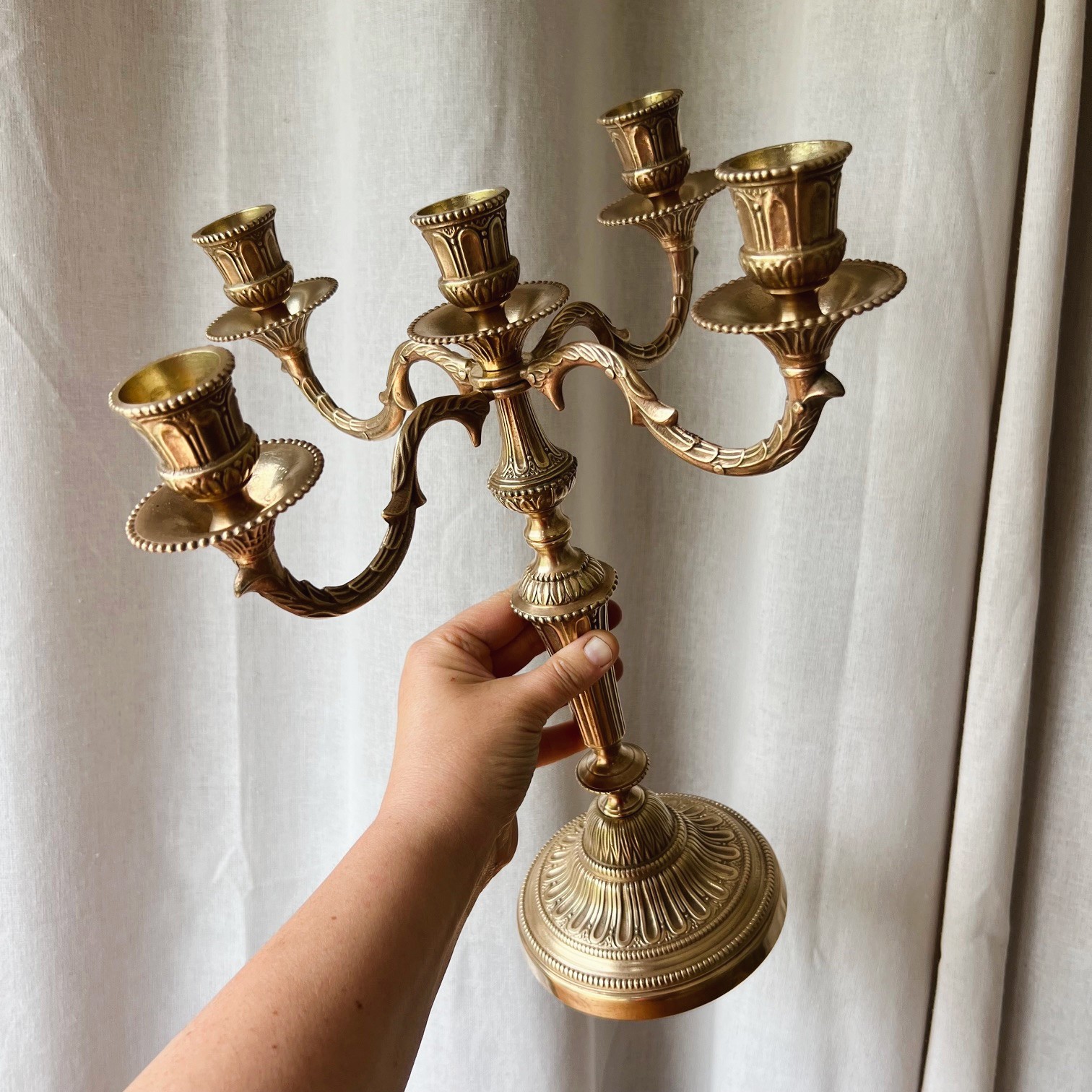 Grand chandelier en laiton 5 feux – Image 2