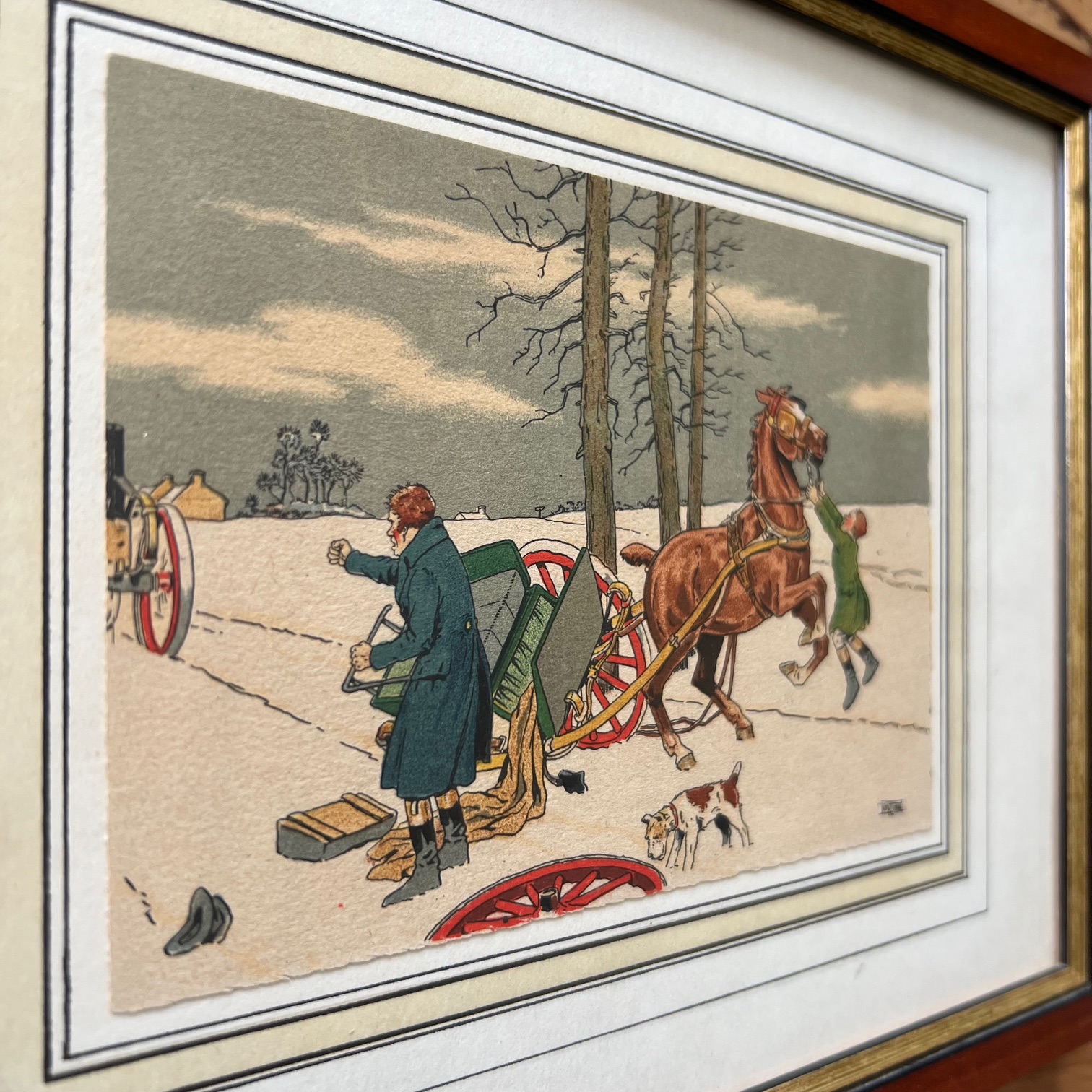 Lithographie Etienne Le Rallic « Charrette anglaise sous la neige » – Image 5