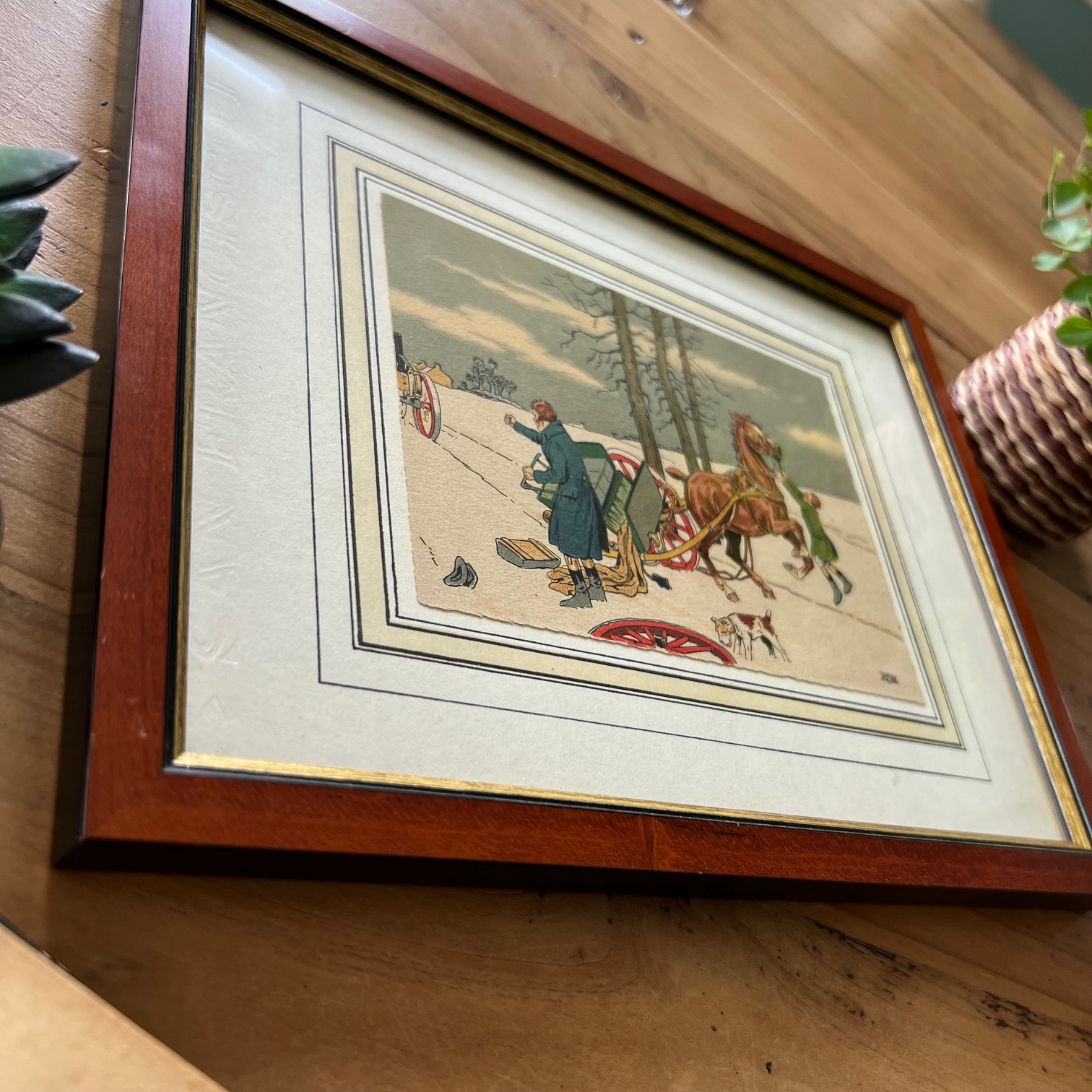 Lithographie Etienne Le Rallic « Charrette anglaise sous la neige » – Image 7