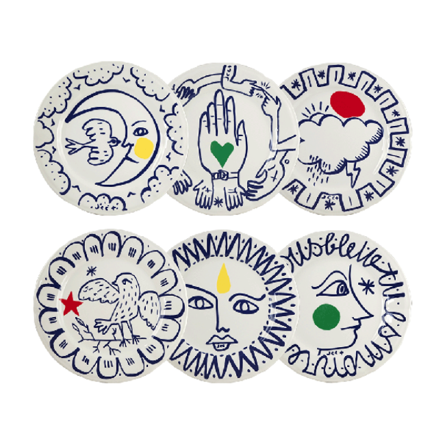 Coffret 6 assiettes plates assorties L’Archipel Sentimental