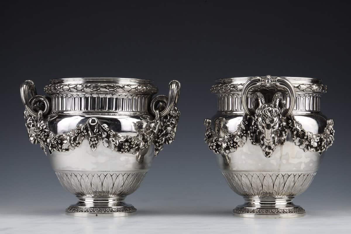 BOIN TABURET – PAIRE DE RAFRAICHISSOIRS ARGENT MASSIF LOUIS XVI – XIXE – Image 2