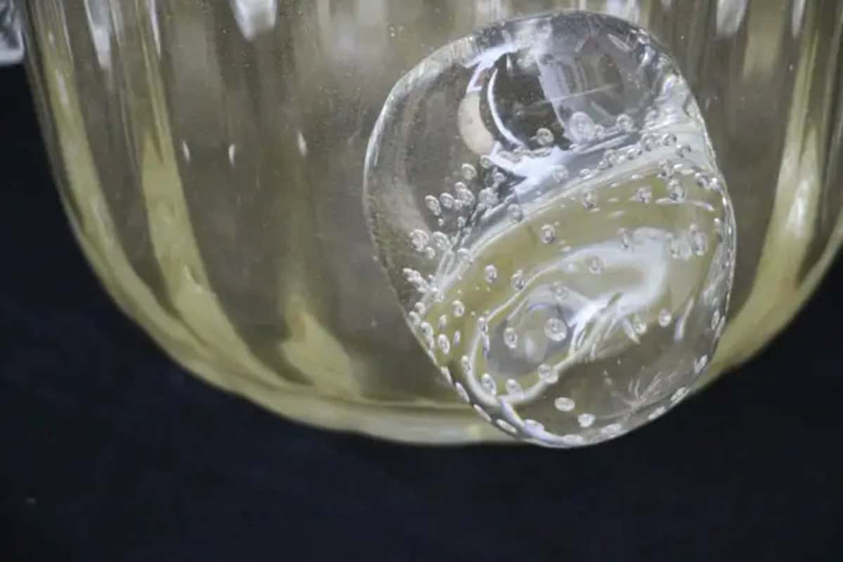 Paire de grands vases en verre de Murano doré décorés de boules bullées par Costantini – Image 5