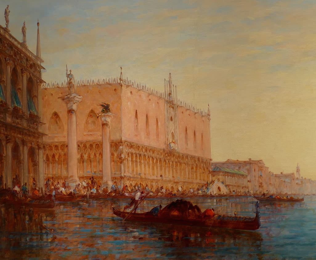 Calderon Charles Clément Ecole Française 19è Venise Bassin De Saint Marc Ensoleillé Huile sur toile signée – Image 6