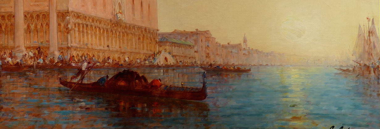 Calderon Charles Clément Ecole Française 19è Venise Bassin De Saint Marc Ensoleillé Huile sur toile signée – Image 7