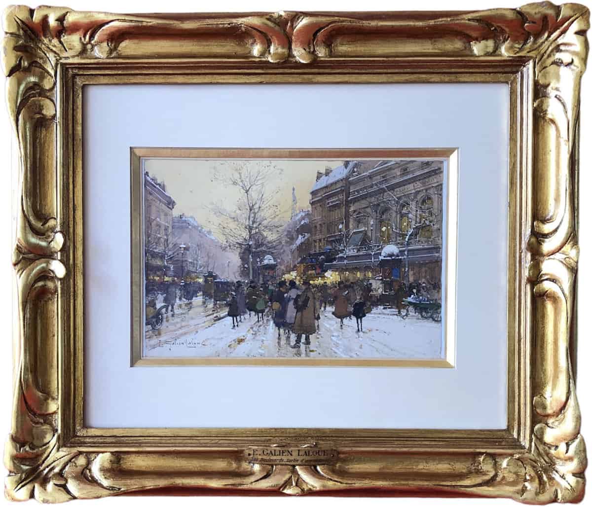 Galien Laloue Tableau 20è Paris Animation Théâtre Du Gymnase Grands Boulevards Gouache Signée – Image 2