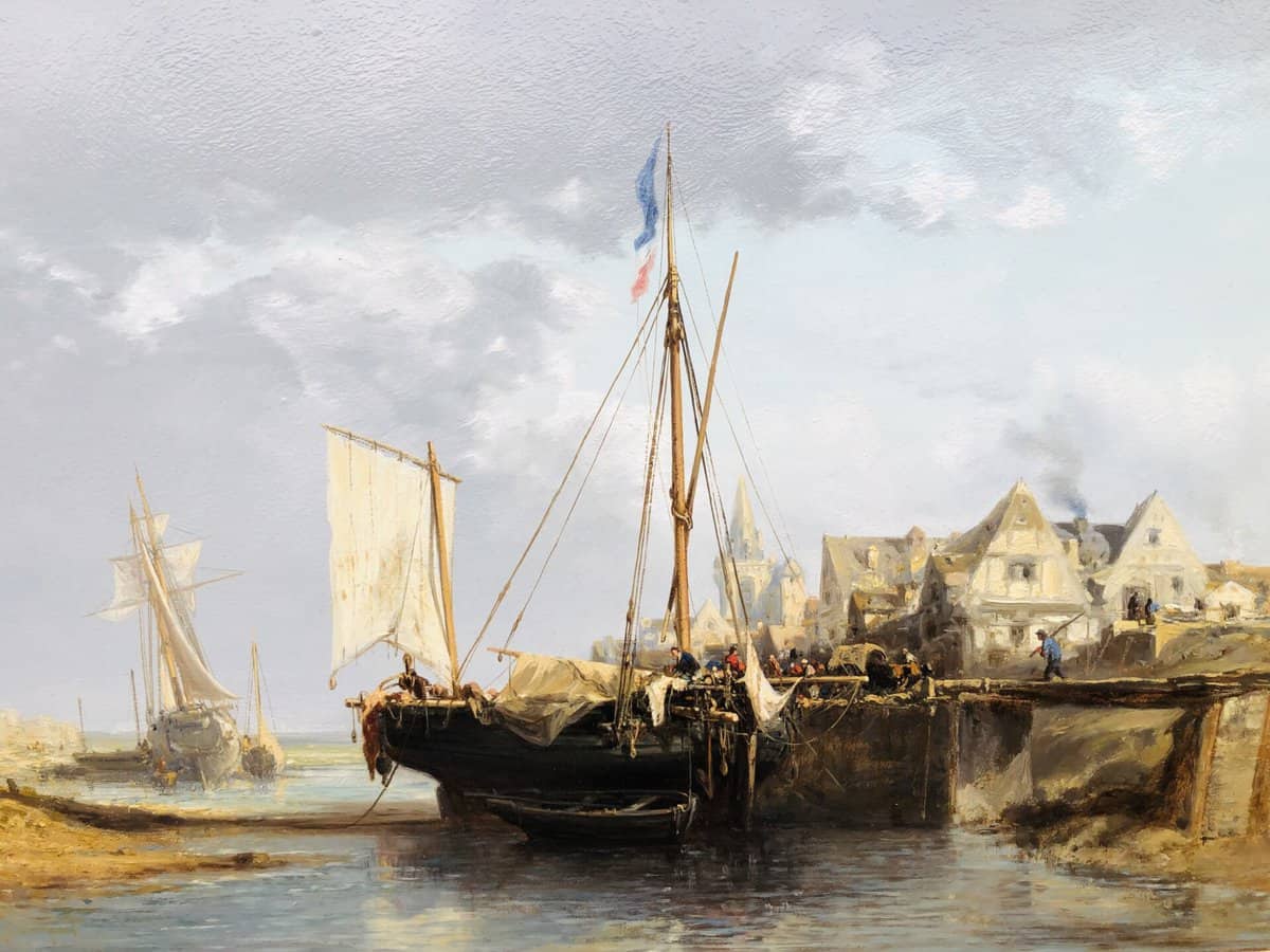 NOEL Jules Tableau Français 19è l’avant port Huile Sur carton fort Signée – Image 8