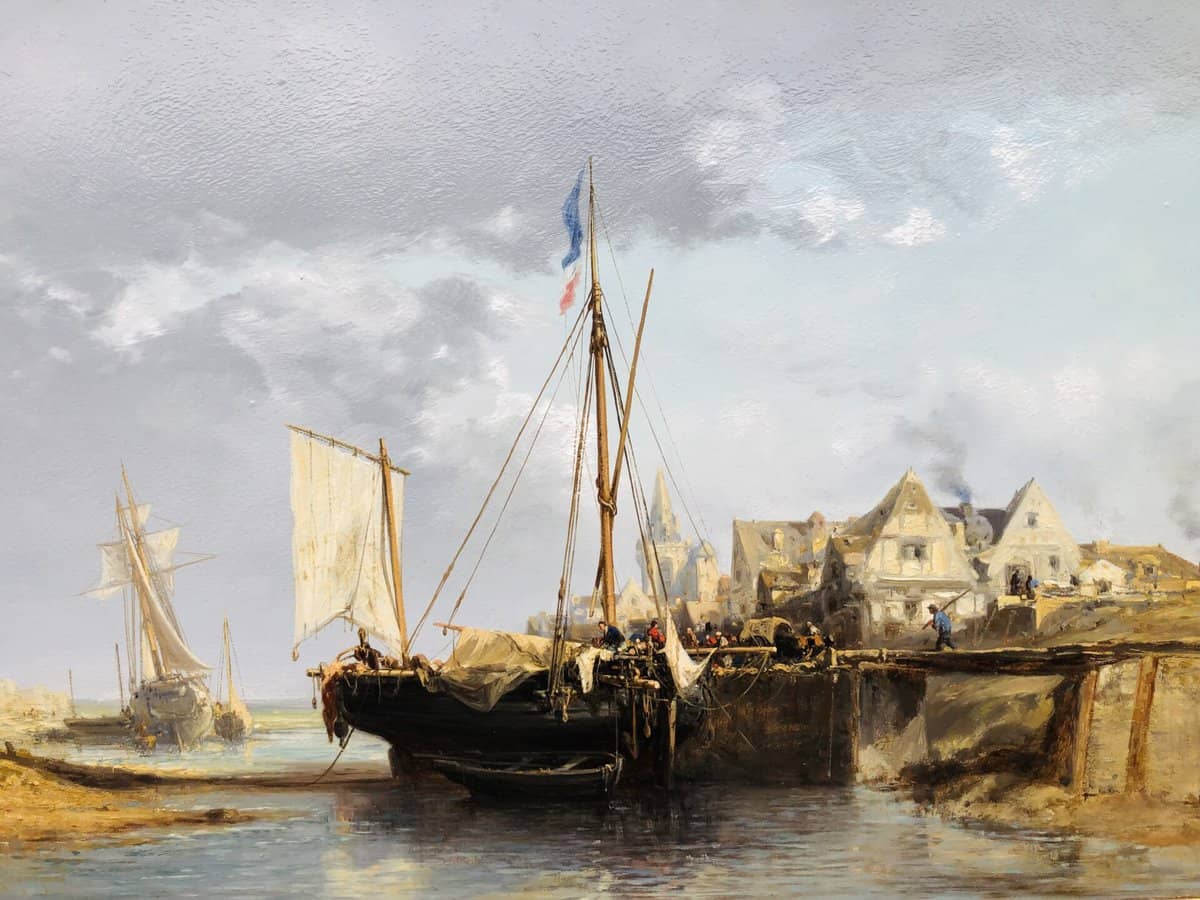 NOEL Jules Tableau Français 19è l’avant port Huile Sur carton fort Signée – Image 7