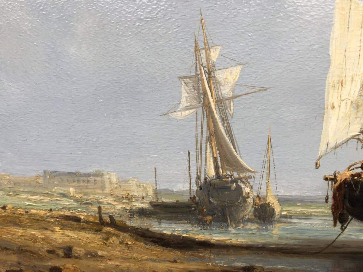 NOEL Jules Tableau Français 19è l’avant port Huile Sur carton fort Signée – Image 4