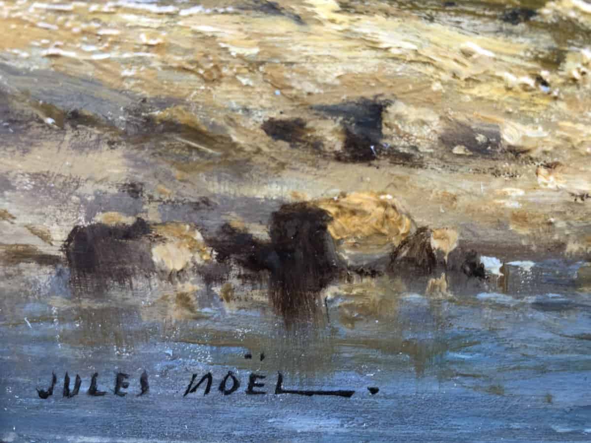 NOEL Jules Tableau Français 19è l’avant port Huile Sur carton fort Signée – Image 3
