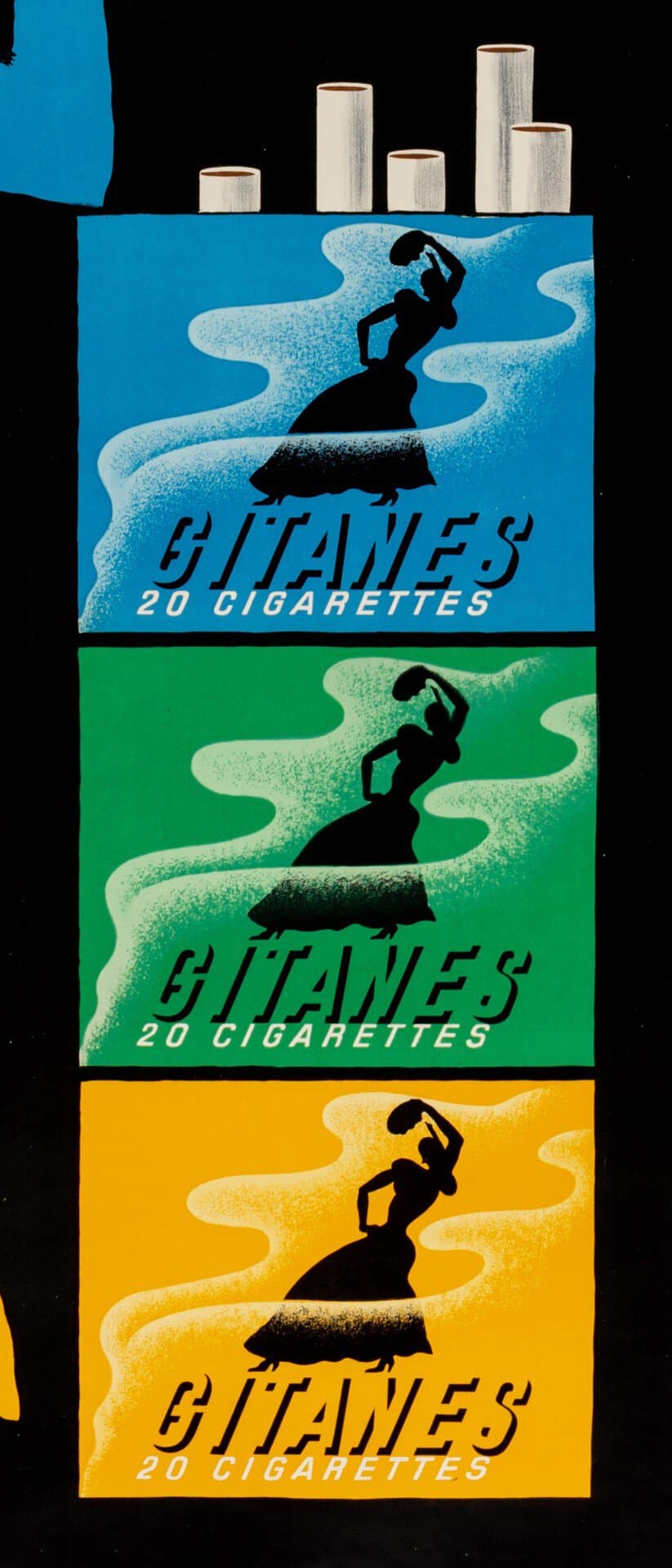 Affiche Originale, Raymond Savignac, Gitanes, Cigarettes, Tabac, Fumeur, Paquet, Cartouche, Filtre, Fumée, Cendre, Femme, 1953 – Image 3