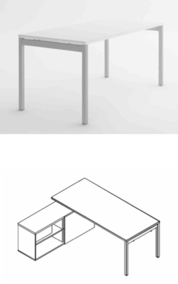 Ogi Y / Bureau avec desserte – Image 2