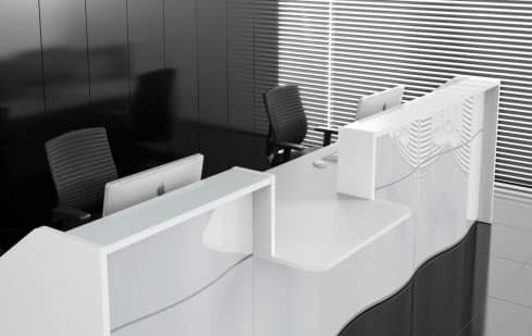 Wave / Banque d’accueil PMR central L394 cm Blanc