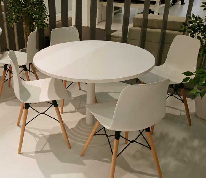 Meetingtime / Ensemble Table ronde Ø 116 cm stratifié + 4 chaises Blanc