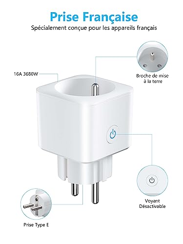 Prise Connectée WiFi, Prise Alexa Programmable, Compatible avec Alexa/Google Home lot de 4 – EIGHTREE – Image 7