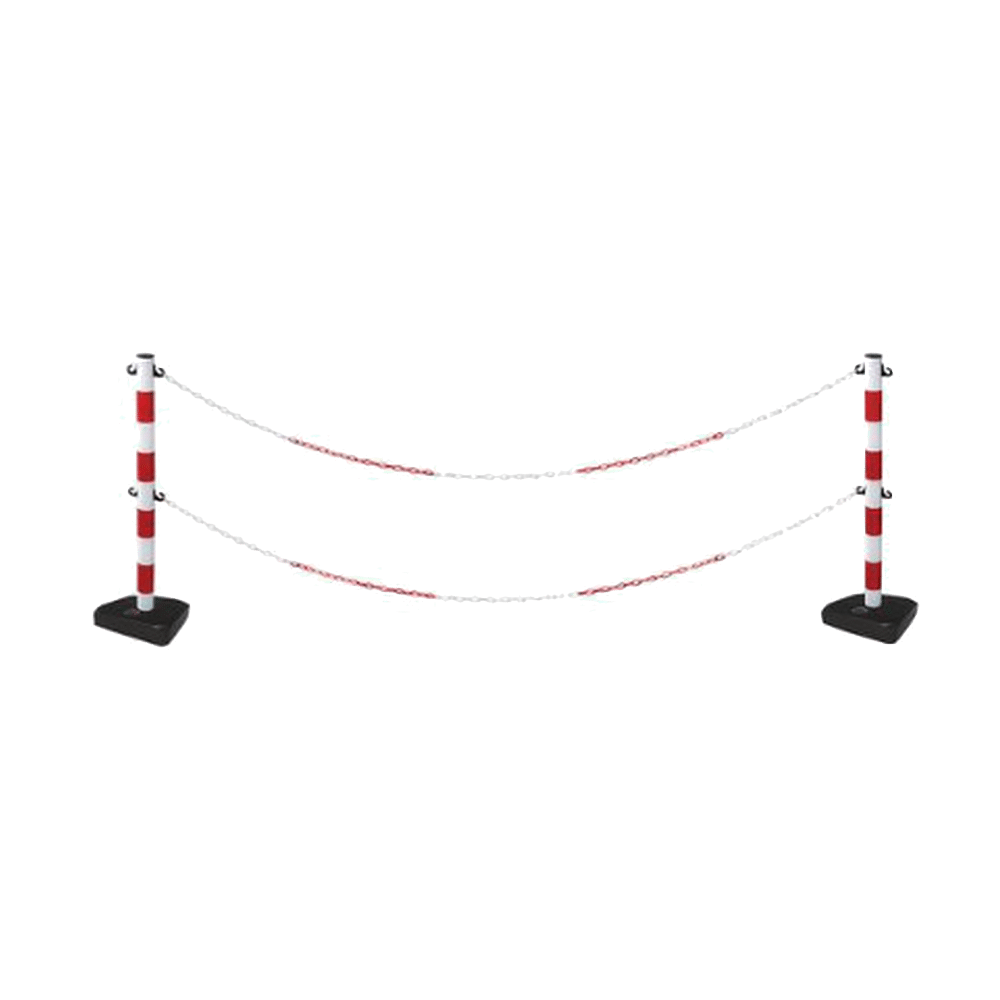 Poteaux incassable pour chaine rouge et blanche avec double accrochage