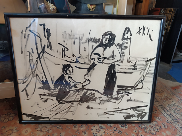 Tableau Joan Felip Vila « Collioure » encre sur papier Epoque XXème – Image 3