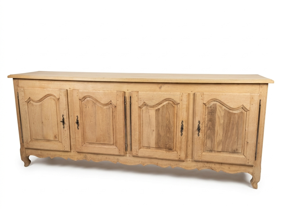 Buffet – Enfilade Quatre portes Chêne Massif décapé – bois brut Epoque XXème – Image 8