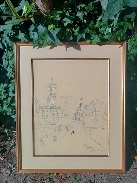 Dessin Jean Dufy au stylo bille « Roma » signature cachet d’Atelier – Image 2