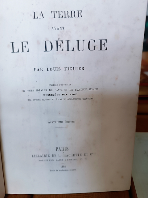 Livre Louis Figuier « La terre avant le déluge » quatrième Edition Hachette 1864